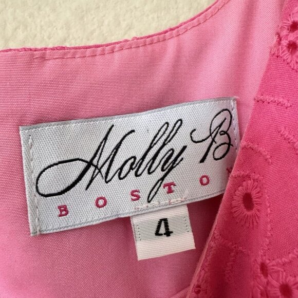 Molly B Boston Crochet Eyelet Shift Mini Dress in Pink Size 4 Lined - Picture 4 of 8